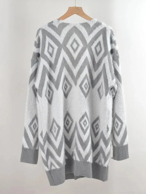 Drune | Diamond mittel Länge Strickjacke Pullover