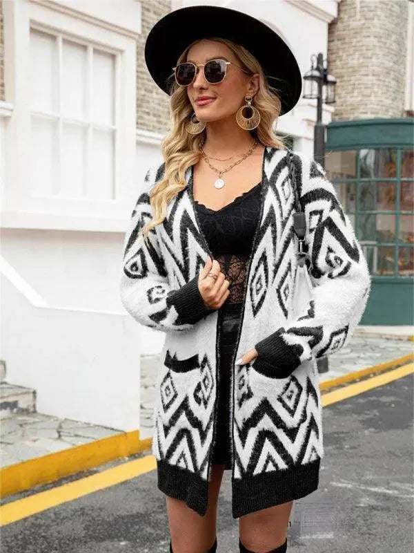 Drune | Diamond mittel Länge Strickjacke Pullover