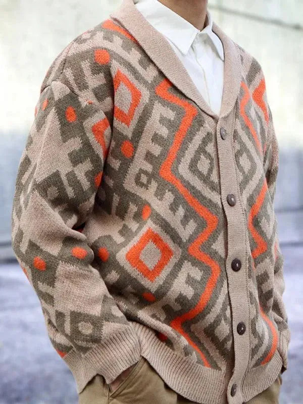Drune | Schwerlast Jacquard Herren Strickjacke Pullover