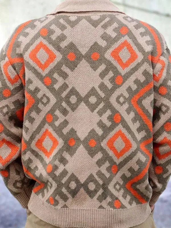 Drune | Schwerlast Jacquard Herren Strickjacke Pullover