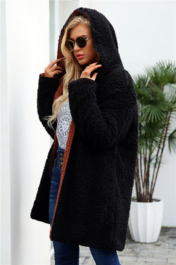 Drune | Faux Lammwoll Dicke Jacke Lila/schwarz