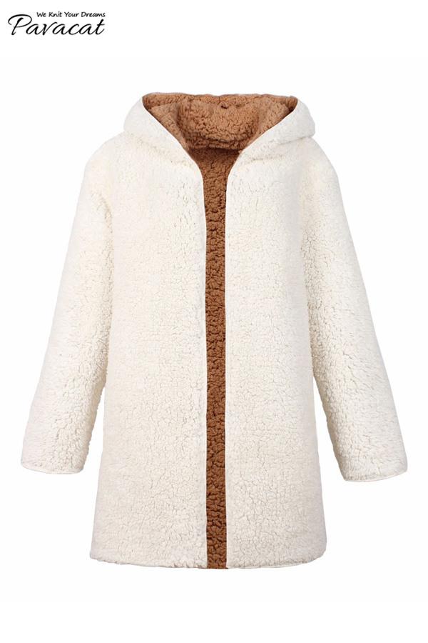 Drune | Faux Lammwoll Dicke Jacke Lila/schwarz
