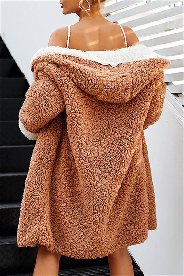 Drune | Faux Lammwoll Dicke Jacke Lila/schwarz