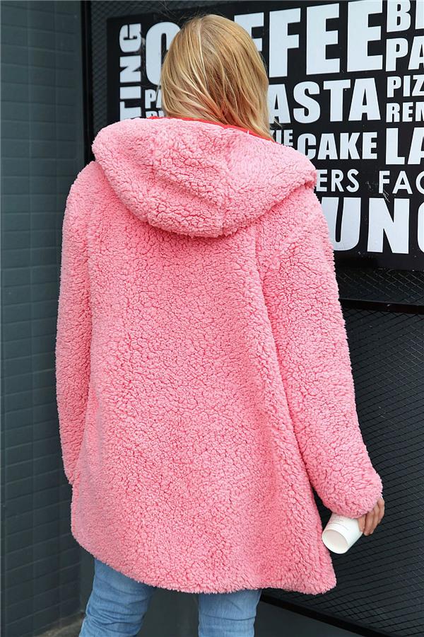 Drune | Faux Lammwoll Dicke Jacke Lila/schwarz