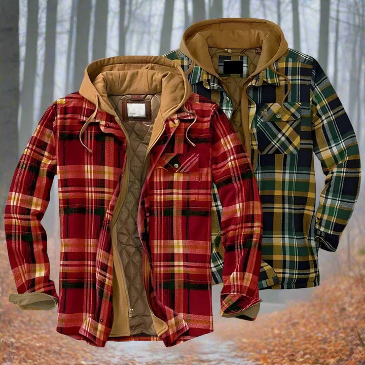 Drune | Warme Kapuzenjacke mit Karo-Muster für Herren