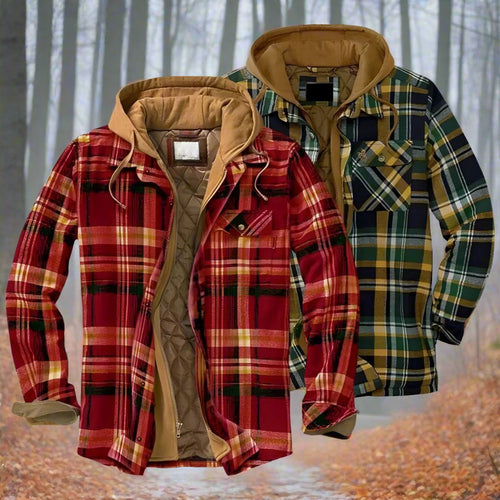 Drune | Warme Kapuzenjacke mit Karo-Muster für Herren