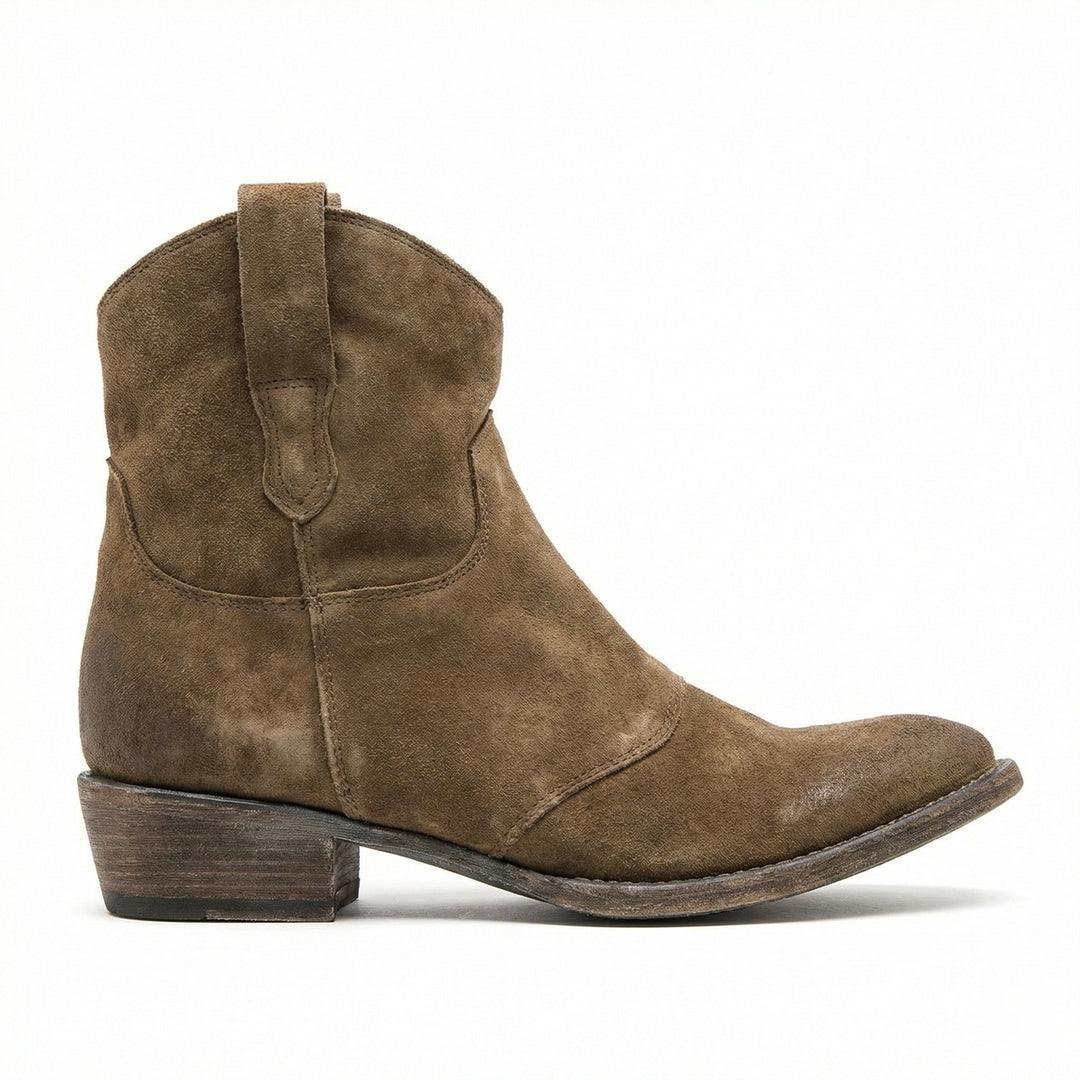 Kurze Cowboy-Stiefel | Western | Wildleder | Knöchel-Stiefel | Damenstiefel Drune