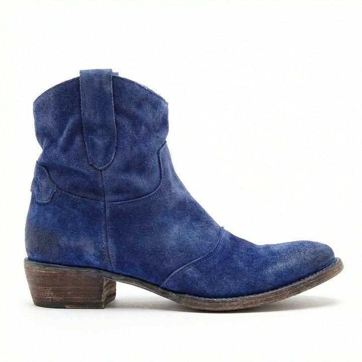 Kurze Cowboy-Stiefel | Western | Wildleder | Knöchel-Stiefel | Damenstiefel Drune