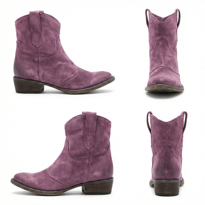 Kurze Cowboy-Stiefel | Western | Wildleder | Knöchel-Stiefel | Damenstiefel Drune