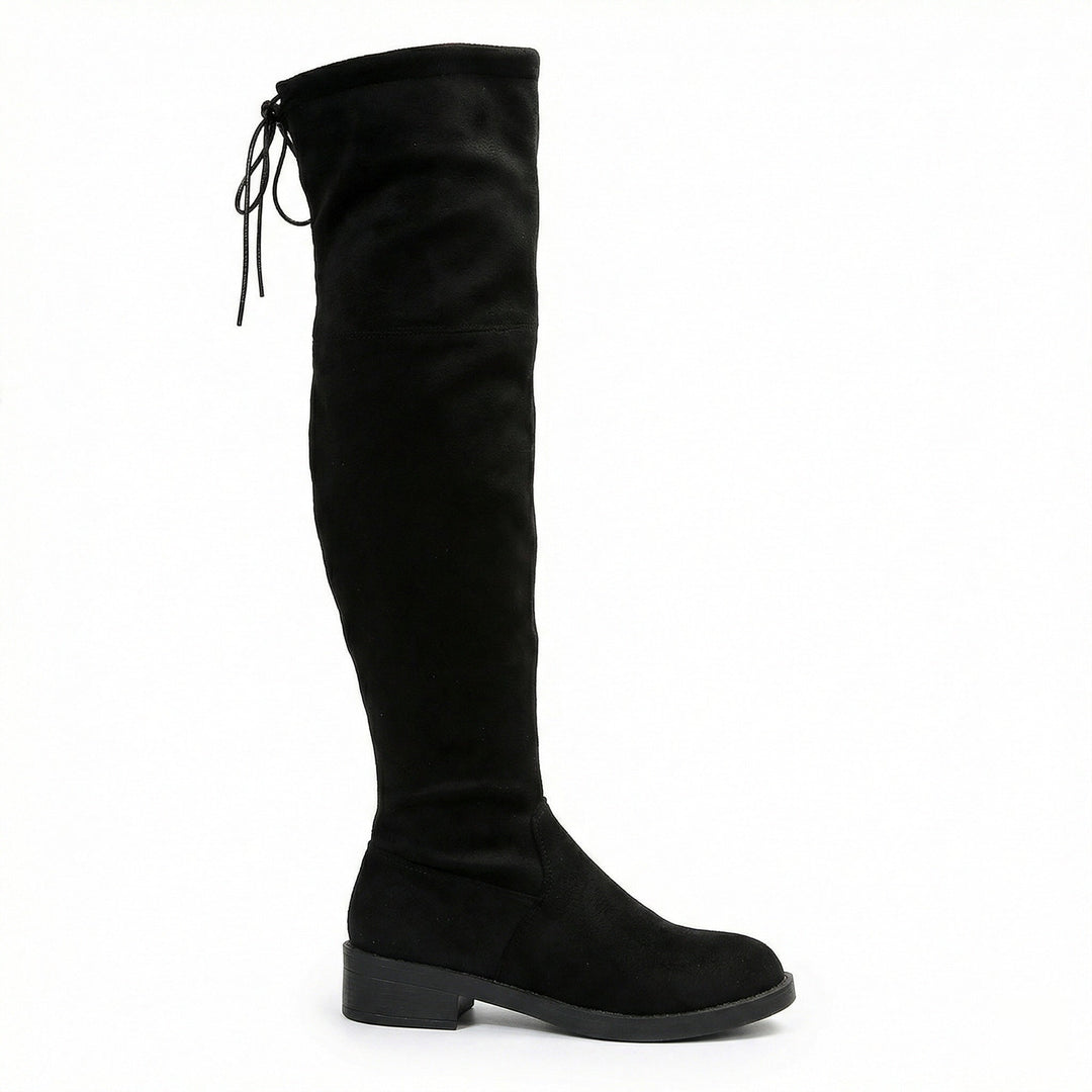 Damen Overknee-Stiefel aus weichem Wildleder mit praktischer Schnürung Drune