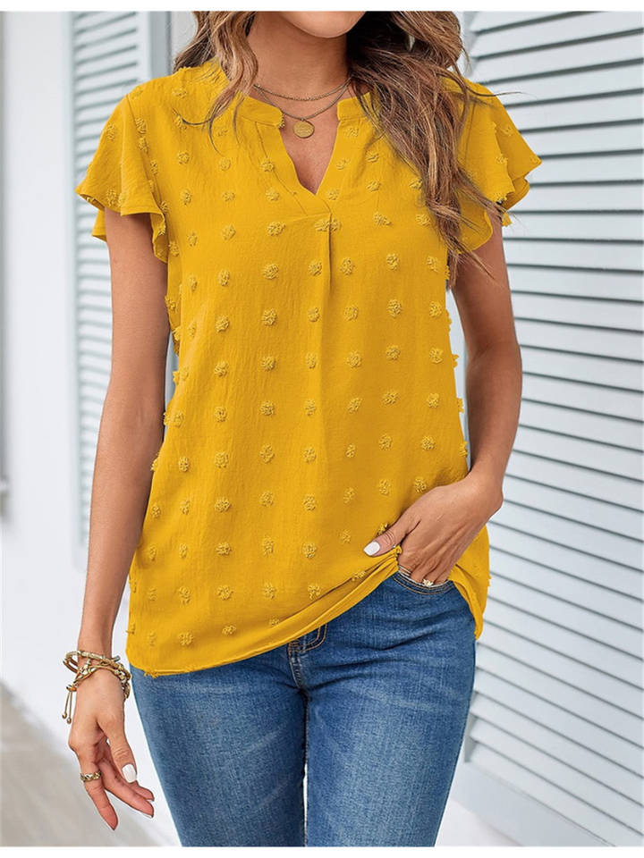 Bluse mit Patchwork und Rüschen