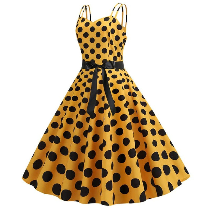 Drune | Vintage Kleid Rockabilly Gelb Punkt