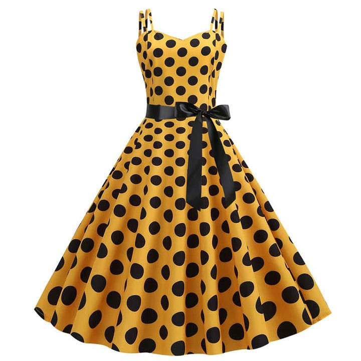 Drune | Vintage Kleid Rockabilly Gelb Punkt