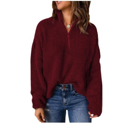 Drune | Eleganter Damenpullover mit V-Ausschnitt und Polo-Kragen