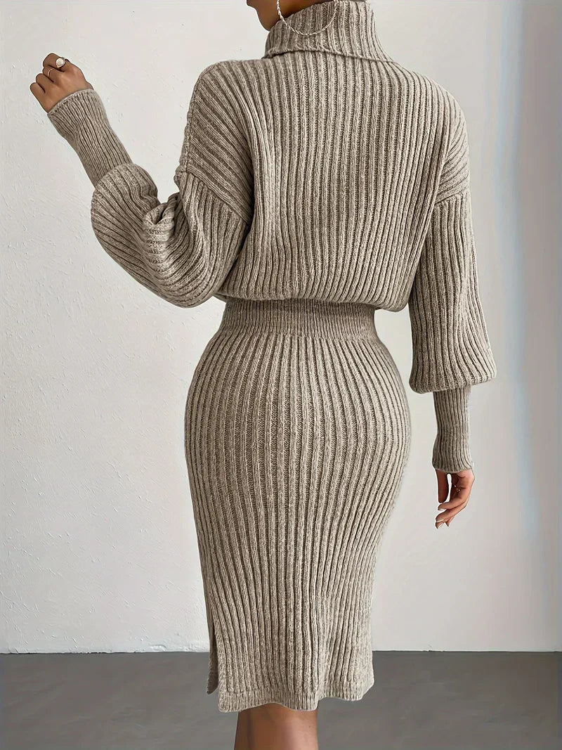 Drune | Strick Damen Satz mit Rollkragenpullover und Midi Rock