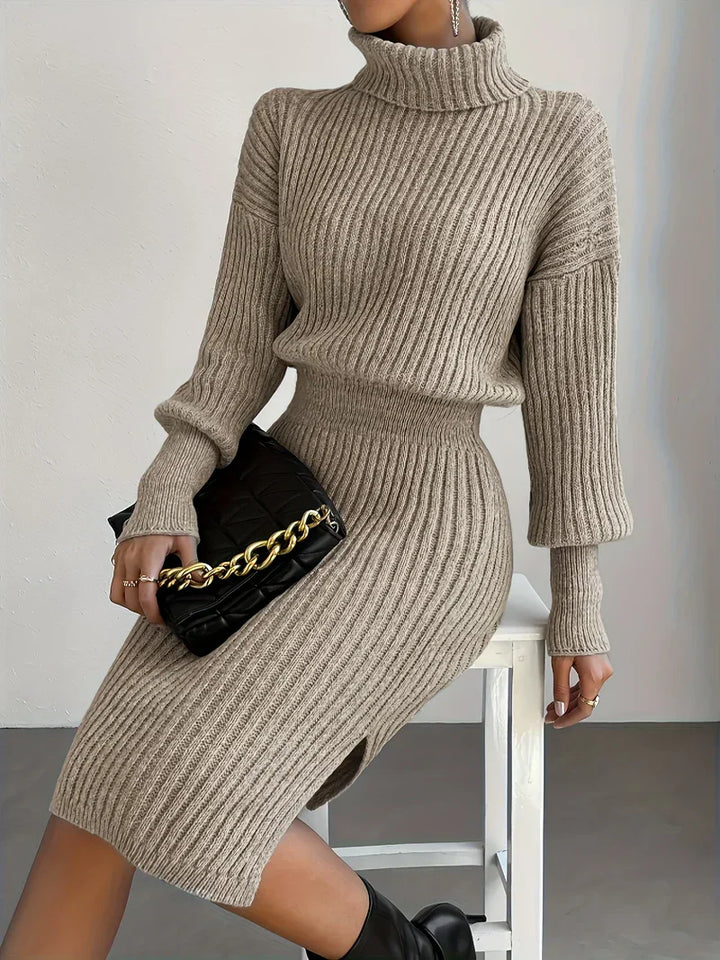 Drune | Strick Damen Satz mit Rollkragenpullover und Midi Rock