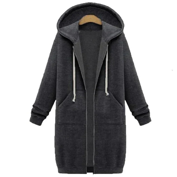 Drune | ein lang geschnittenes damen-sweatshirt mit reibverschluss