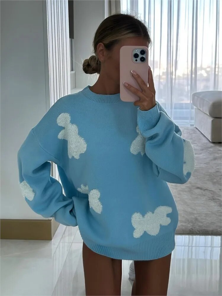 Drune | Lässiger Pullover für Frauen mit Liebe Stickerei