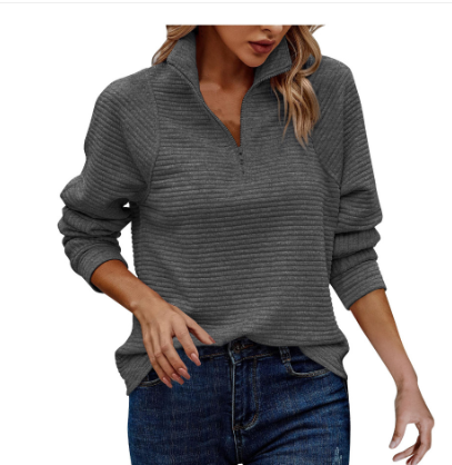Drune | Eleganter Pullover mit Reißverschluss und V-Ausschnitt