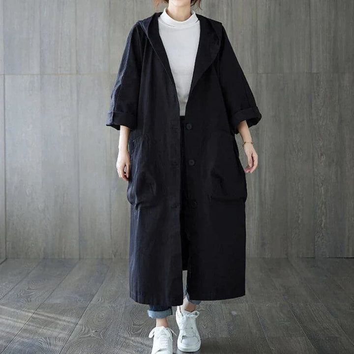 Drune | Trenchcoat Übergröße Lange Länge Mit Kapuze Große Taschen