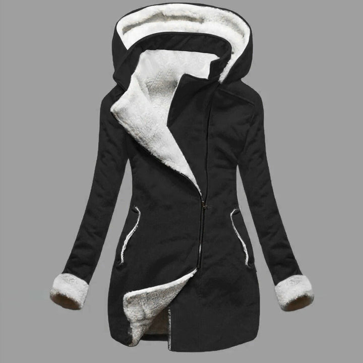 Drune | Damen Glatte Kapuzenjacke mit Seiteneingrifftaschen