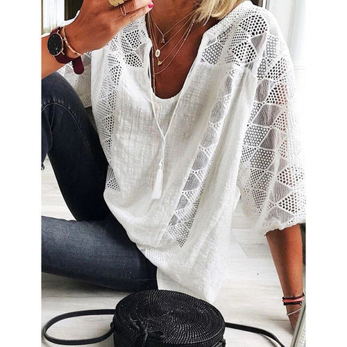 Drune | Plus Size Tunika Shirt Mit 3/4 Ärmeln Für Frauen