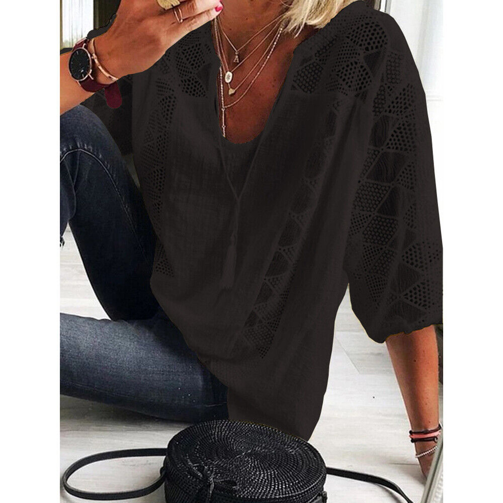Drune | Plus Size Tunika Shirt Mit 3/4 Ärmeln Für Frauen