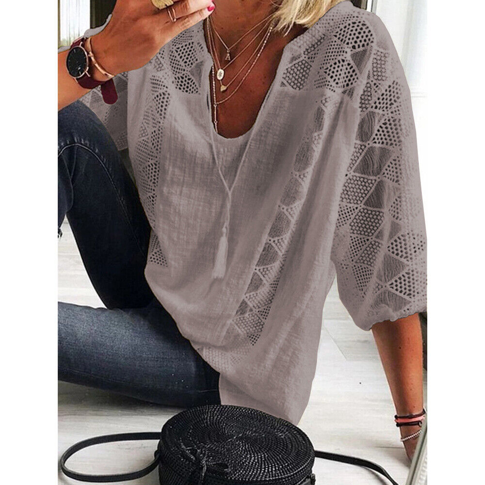 Drune | Plus Size Tunika Shirt Mit 3/4 Ärmeln Für Frauen