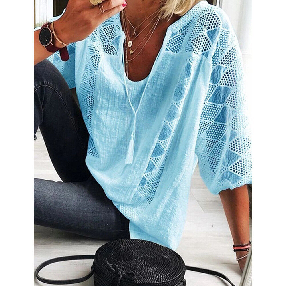 Drune | Plus Size Tunika Shirt Mit 3/4 Ärmeln Für Frauen