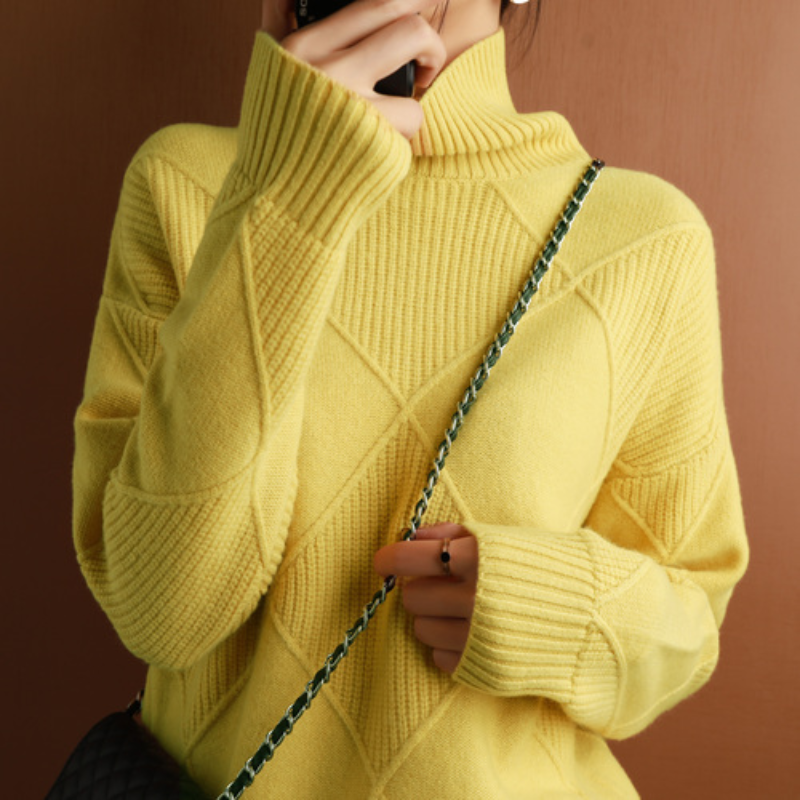 Drune | Rollkragenpullover - Mit Diamantmuster gestrickt -weich und bequem