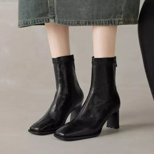 Drune | Ankle Boots Damen mit quadratischer Spitze - hohe Absätze, bequem und langlebig
