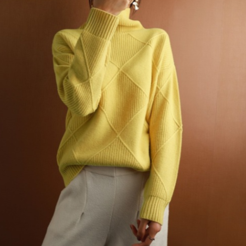 Drune | Rollkragenpullover - Mit Diamantmuster gestrickt -weich und bequem