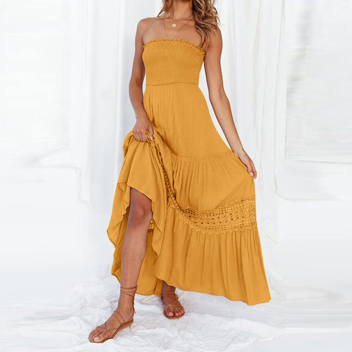 Drune | Sommerliches Off-Shoulder Kleid mit Spitzenverarbeitung