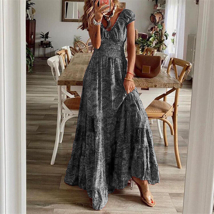 Drune | Taille-Knautschende Lange Kleid In Bohemian Stil