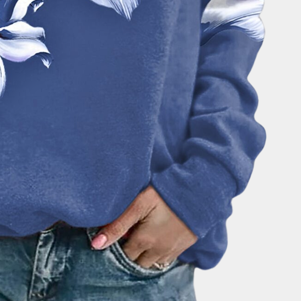 Drune | Sweatshirt Weiches Atmungsaktives Material Bequeme Passform Floral Print Lange Ärmel