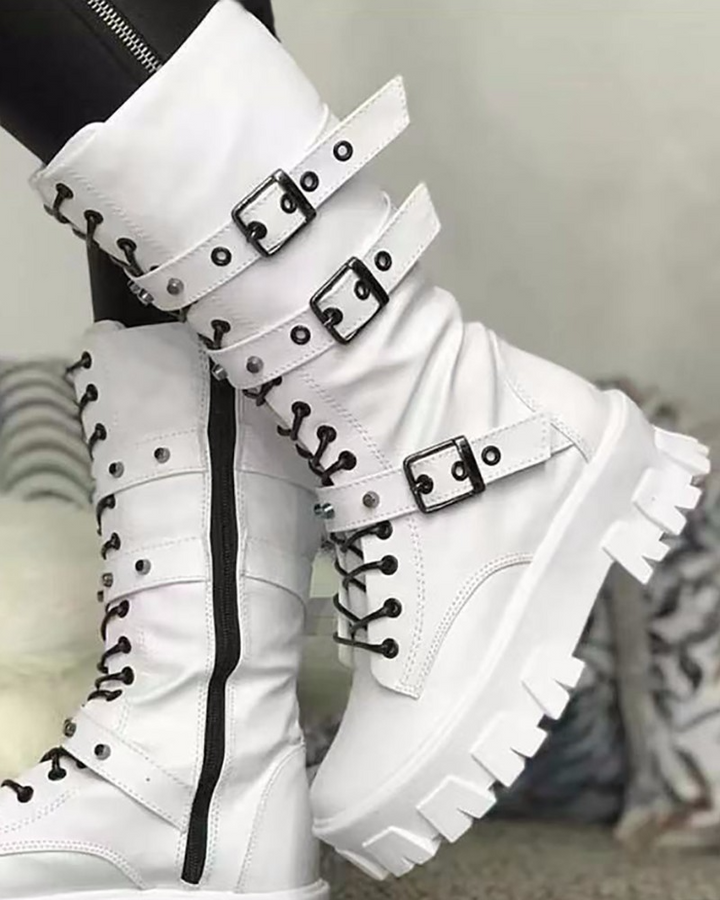 Drune | Stiefel Mit Reißverschluss Und Schnallen