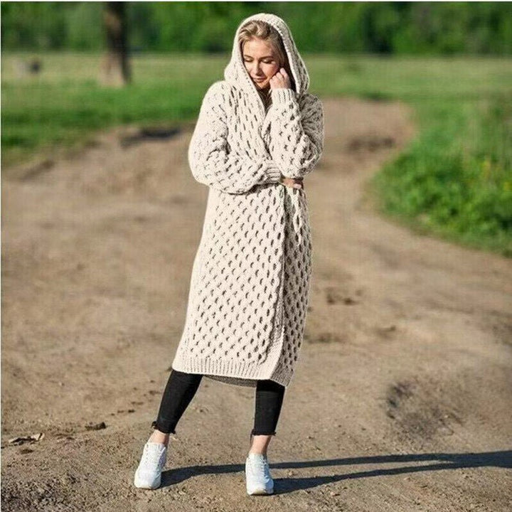 Drune | Warme Damen-Strickjacke mit Kapuze