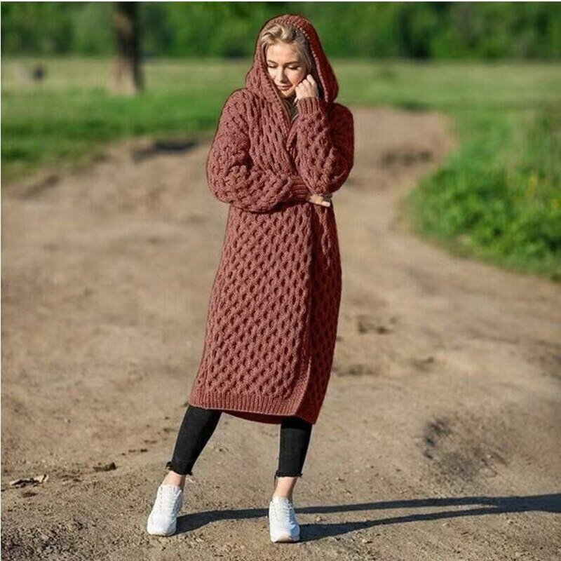 Drune | Warme Damen-Strickjacke mit Kapuze