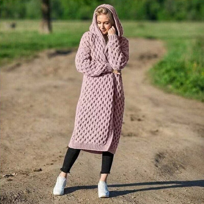 Drune | Warme Damen-Strickjacke mit Kapuze