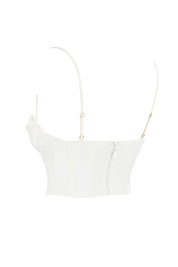 Drune | Ivory Satin Drapiertes Korsett