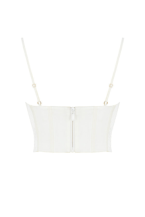 Drune | Ivory Satin Drapiertes Korsett