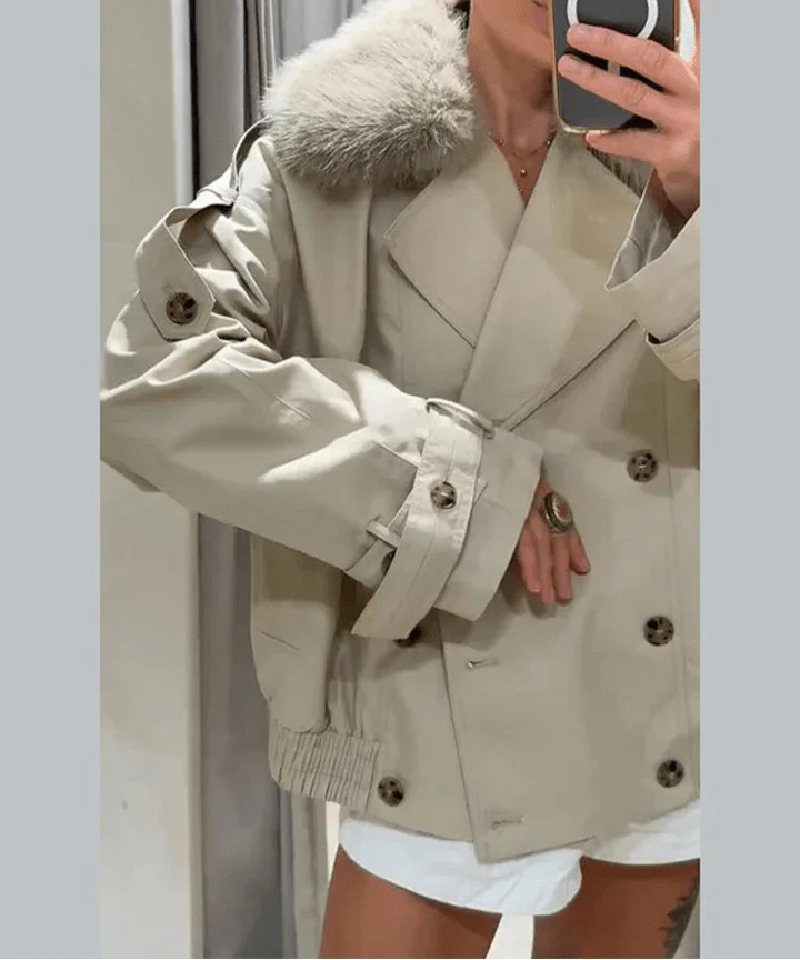 Drune | Trenchcoat mit Kunstfell