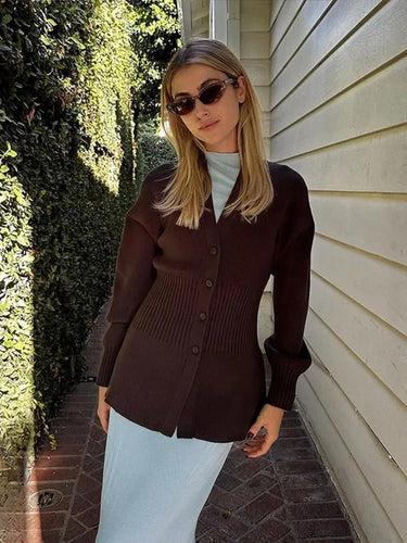 Drune | Taillierter V-Ausschnitt Cardigan