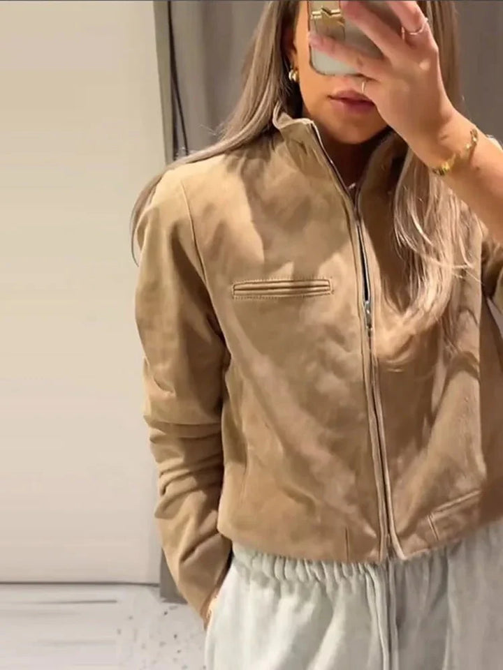 Drune | Wildlederjacke mit Stehkragen