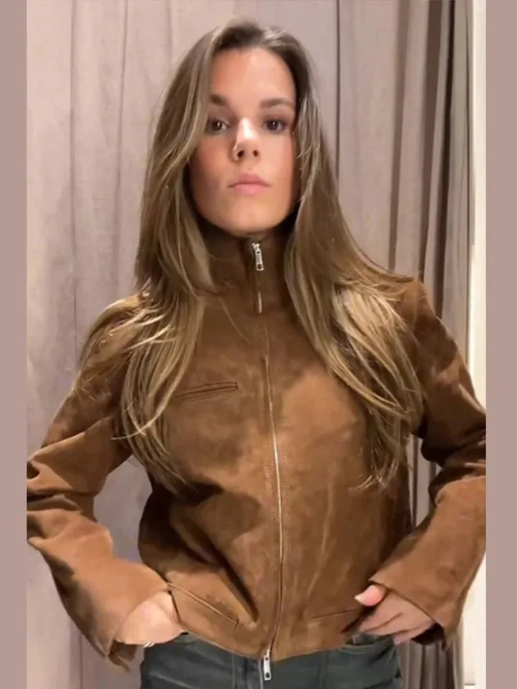Drune | Wildlederjacke mit Stehkragen