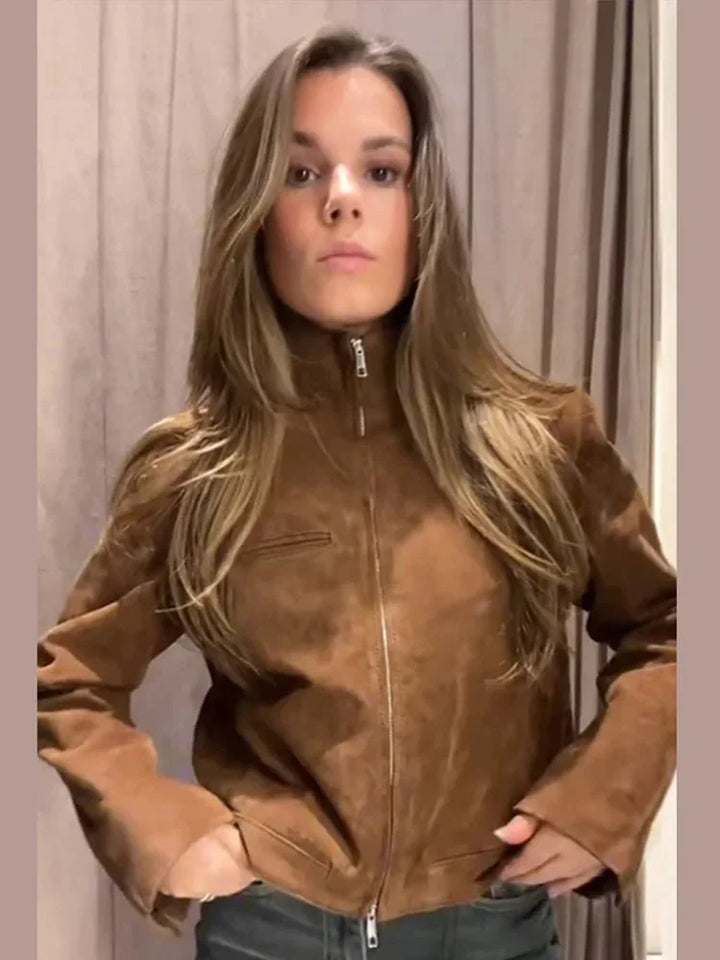 Drune | Wildlederjacke mit Stehkragen