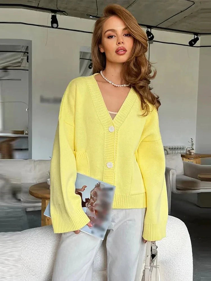 Drune | Eleganter V-Ausschnitt Cardigan