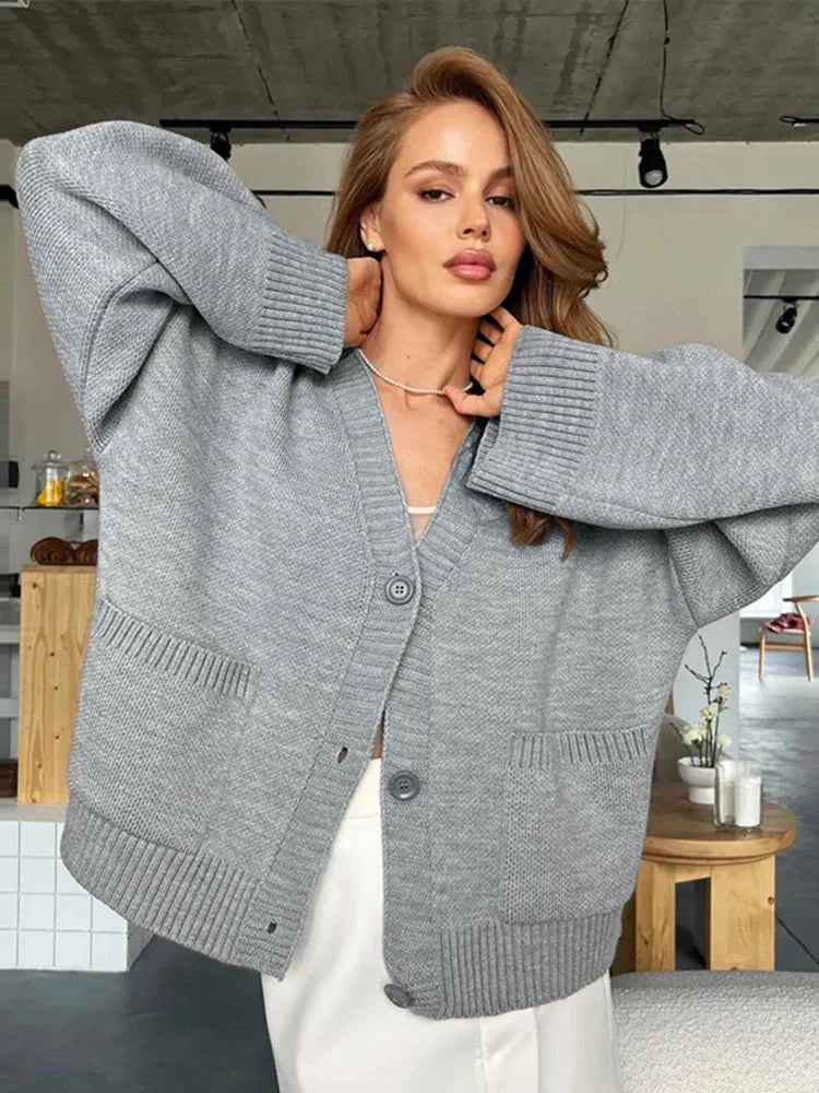 Drune | Eleganter V-Ausschnitt Cardigan