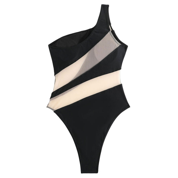 Drune | Sexy Cheeky Durchsichtiger Mesh Panel Ein Schulter Brasilianischer Einteiler Badeanzug