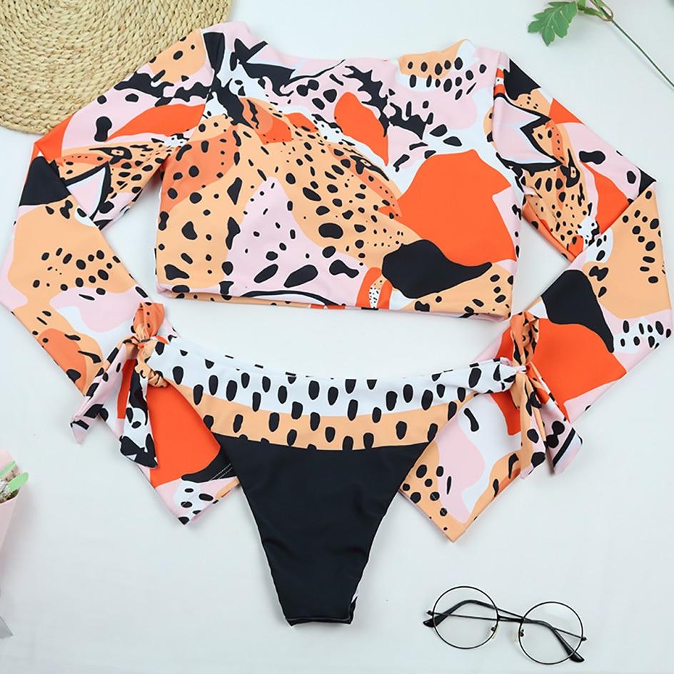 Drune | Sexy Langarm Bikini Badeanzug Badebekleidung Bikini Satz Strandbekleidung Schwimmbekleidung